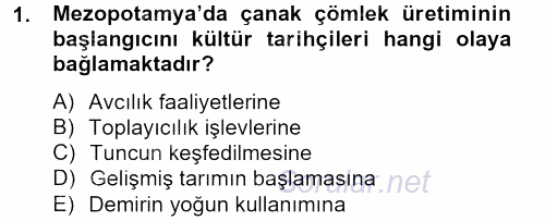 Eski Mezopotamya ve Mısır Tarihi 2012 - 2013 Ara Sınavı 1.Soru