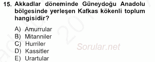 Eski Mezopotamya ve Mısır Tarihi 2012 - 2013 Ara Sınavı 15.Soru