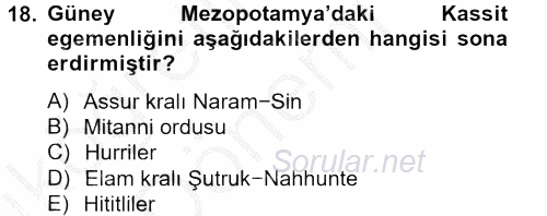 Eski Mezopotamya ve Mısır Tarihi 2012 - 2013 Ara Sınavı 18.Soru