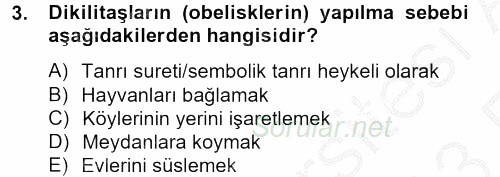 Eski Mezopotamya ve Mısır Tarihi 2012 - 2013 Ara Sınavı 3.Soru