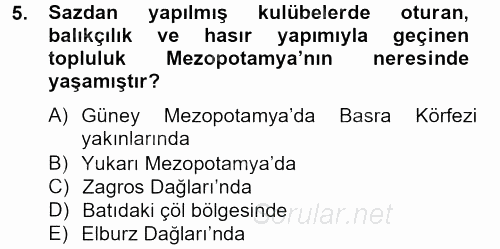 Eski Mezopotamya ve Mısır Tarihi 2012 - 2013 Ara Sınavı 5.Soru