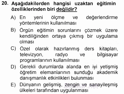 Eğitim Bilimine Giriş 2012 - 2013 Dönem Sonu Sınavı 20.Soru