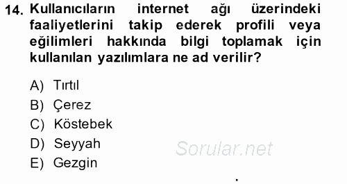 Medya ve Etik 2014 - 2015 Dönem Sonu Sınavı 14.Soru
