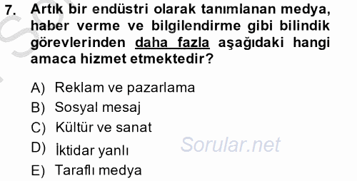 Medya ve Etik 2014 - 2015 Dönem Sonu Sınavı 7.Soru