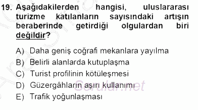 Turizm Coğrafyası 2012 - 2013 Ara Sınavı 19.Soru