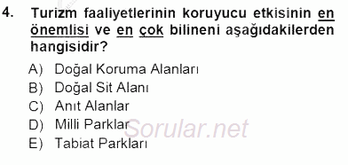 Turizm Coğrafyası 2012 - 2013 Ara Sınavı 4.Soru