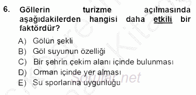 Turizm Coğrafyası 2012 - 2013 Ara Sınavı 6.Soru