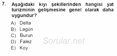 Turizm Coğrafyası 2012 - 2013 Ara Sınavı 7.Soru