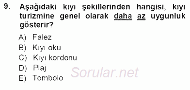 Turizm Coğrafyası 2012 - 2013 Ara Sınavı 9.Soru