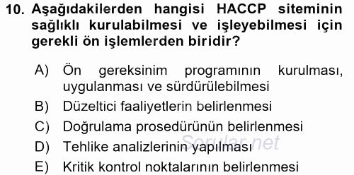 Mutfak Hizmetleri Yönetimi 2016 - 2017 Dönem Sonu Sınavı 10.Soru