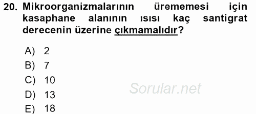 Mutfak Hizmetleri Yönetimi 2016 - 2017 Dönem Sonu Sınavı 20.Soru