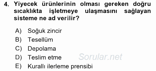 Mutfak Hizmetleri Yönetimi 2016 - 2017 Dönem Sonu Sınavı 4.Soru
