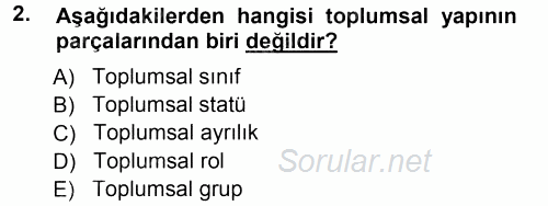 Davranış Bilimleri 1 2012 - 2013 Ara Sınavı 2.Soru