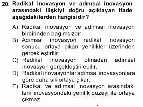 Girişimcilik 2012 - 2013 Ara Sınavı 20.Soru