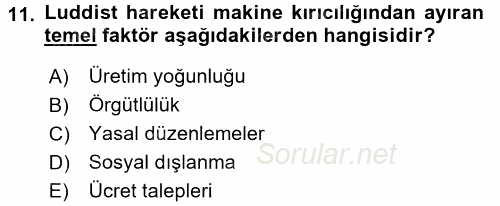 Yeni Teknolojiler ve Çalışma Hayatı 2016 - 2017 Dönem Sonu Sınavı 11.Soru
