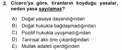 Siyasi Düşünceler Tarihi 2017 - 2018 Dönem Sonu Sınavı 2.Soru
