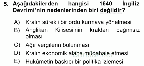 Siyasi Düşünceler Tarihi 2017 - 2018 Dönem Sonu Sınavı 5.Soru