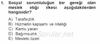 Gayrimenkul Yönetiminde Mesleki Etik 2012 - 2013 Dönem Sonu Sınavı 1.Soru