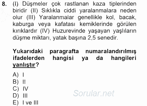 Temel Bakım Hizmetleri 2012 - 2013 Ara Sınavı 8.Soru