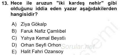 Eleştiri Tarihi 2016 - 2017 3 Ders Sınavı 13.Soru