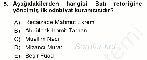 Eleştiri Tarihi 2016 - 2017 3 Ders Sınavı 5.Soru