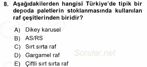 Uluslararası Lojistik 2015 - 2016 Dönem Sonu Sınavı 8.Soru