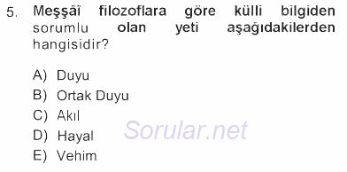 İslam Düşünce Tarihi 2012 - 2013 Tek Ders Sınavı 5.Soru