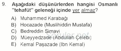 İslam Düşünce Tarihi 2012 - 2013 Tek Ders Sınavı 9.Soru