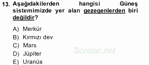 Okulöncesinde Fen Eğitimi 2014 - 2015 Ara Sınavı 13.Soru