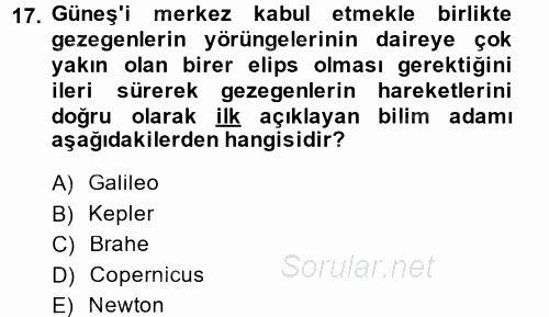 Okulöncesinde Fen Eğitimi 2014 - 2015 Ara Sınavı 17.Soru