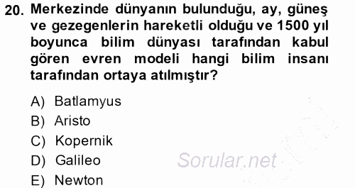 Okulöncesinde Fen Eğitimi 2014 - 2015 Ara Sınavı 20.Soru