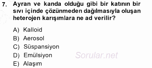 Okulöncesinde Fen Eğitimi 2014 - 2015 Ara Sınavı 7.Soru
