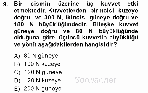 Okulöncesinde Fen Eğitimi 2014 - 2015 Ara Sınavı 9.Soru