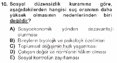 Kriminoloji 2012 - 2013 Tek Ders Sınavı 10.Soru