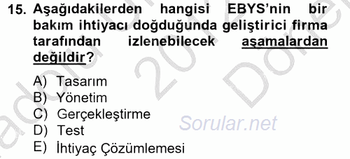 Dosyalama Arşivleme 2012 - 2013 Dönem Sonu Sınavı 15.Soru