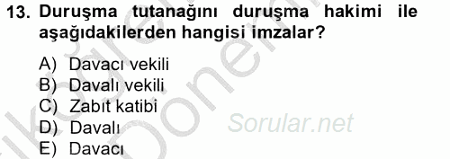 Hukuk Dili Ve Adli Yazışmalar 2012 - 2013 Ara Sınavı 13.Soru