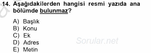 Hukuk Dili Ve Adli Yazışmalar 2012 - 2013 Ara Sınavı 14.Soru