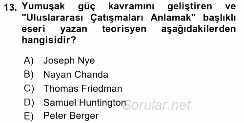 Uluslararası Politika 2 2017 - 2018 Dönem Sonu Sınavı 13.Soru