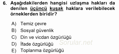 Uluslararası Politika 2 2017 - 2018 Dönem Sonu Sınavı 6.Soru