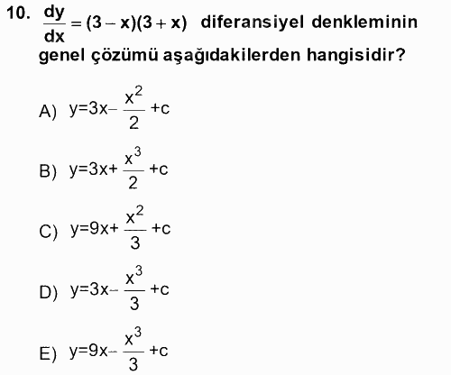 Matematik 2 2013 - 2014 Ara Sınavı 10.Soru