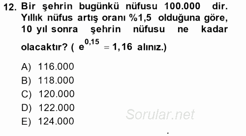 Matematik 2 2013 - 2014 Ara Sınavı 12.Soru