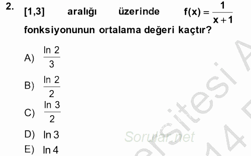 Matematik 2 2013 - 2014 Ara Sınavı 2.Soru