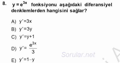 Matematik 2 2013 - 2014 Ara Sınavı 8.Soru