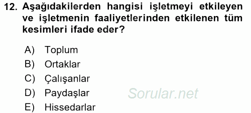 Yenilik Yönetimi 2017 - 2018 Dönem Sonu Sınavı 12.Soru