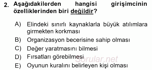 Yenilik Yönetimi 2017 - 2018 Dönem Sonu Sınavı 2.Soru