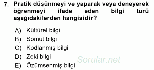 Yenilik Yönetimi 2017 - 2018 Dönem Sonu Sınavı 7.Soru