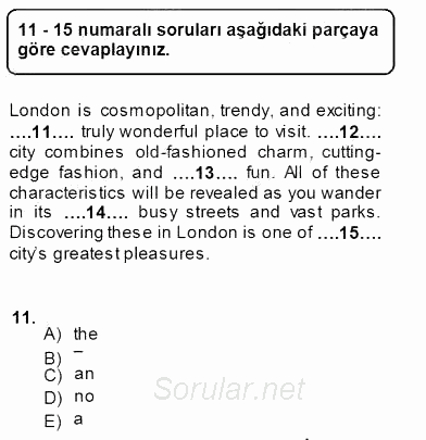 Pedagojik Gramer 1 2013 - 2014 Ara Sınavı 11.Soru