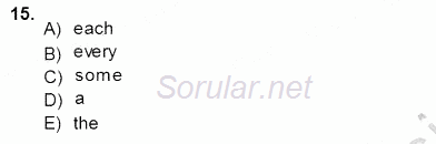 Pedagojik Gramer 1 2013 - 2014 Ara Sınavı 15.Soru