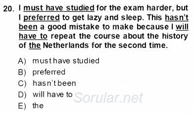Pedagojik Gramer 1 2013 - 2014 Ara Sınavı 20.Soru
