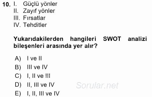 Marka ve Yönetimi 2015 - 2016 Ara Sınavı 10.Soru